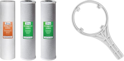 iSpring F3WGB32B 4.5” x 20” 3-Stage Whole House Water Filter Replacement Pack Set with Sediment & AWR3 Wrench for WGB32B series, WGB22B series, and WGB21B series Whole House Water Filtration