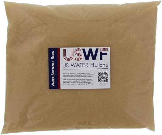 USWF-8P-12lbs Ion Exchange Water Softener Resin - 0.25 Cubic Foot - Single Bag - Ideal for Residential or Commercial Use - Reduces Soap Scum and Limescale