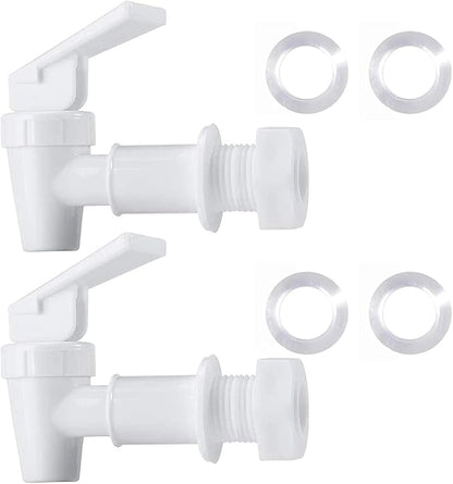HUI NING Water Spigot,BPA Free Plastic Spigot, Universal Replacement Faucet for 5 gallon bucket, Wine Barrels, Water Cooler Filtration Systems and filter water pitcher(2 White)
