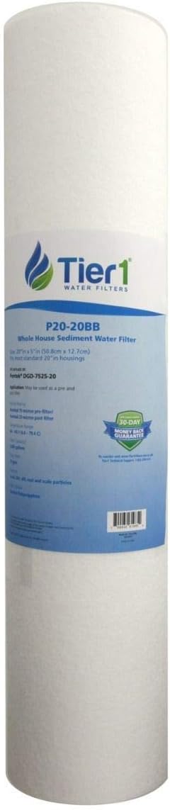 Tier1 20 Micron 20x4.5 Water Filter | Spun Wound Polypropylene Whole House Water Pre-Filter Cartridge | Replacement for Pentek DGD-7525-20,155356-43, P20-20BB | 4.5 x 20 Sediment Water
