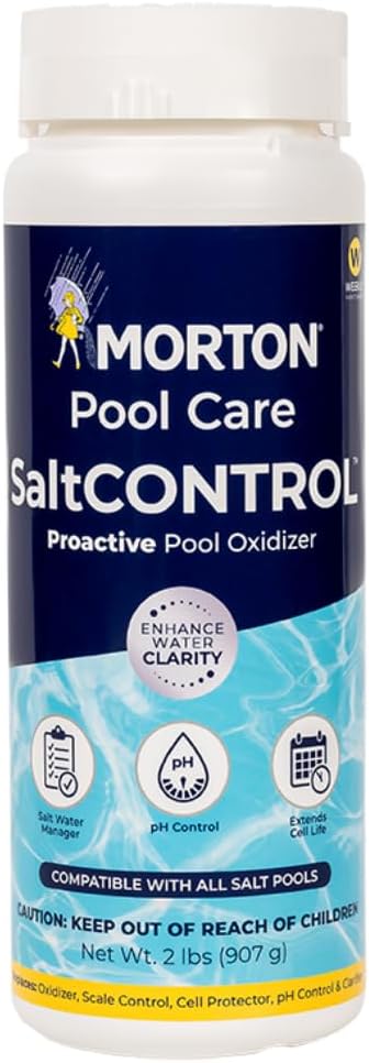 Morton SaltCONTROL | 5-in-1 Pool Enhancer for pH Balance, Scale Prevention & Water Clarity | Compatible with All Pool Types | Weekly Use | 32oz
