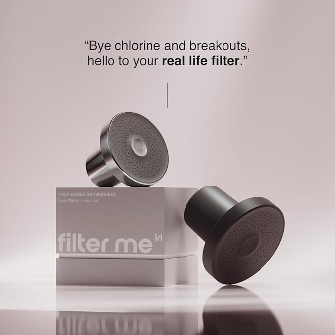 Filter Me IRL Filtered Shower Head - Removes Chlorine, Hard Minerals & Harmful Substances - Reduces Hair Fall, Acne & Breakouts - Improve Skin & Hair Health, Premium Water Pressure Showerhead | Black