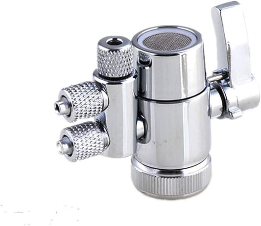 Brass Faucet Sprayer Attachment Sink to Hose Adapter Faucet Splitter with M22 Female Thread and Two Way 3/8 OD RO Tubing outlet for Counter Water Filter