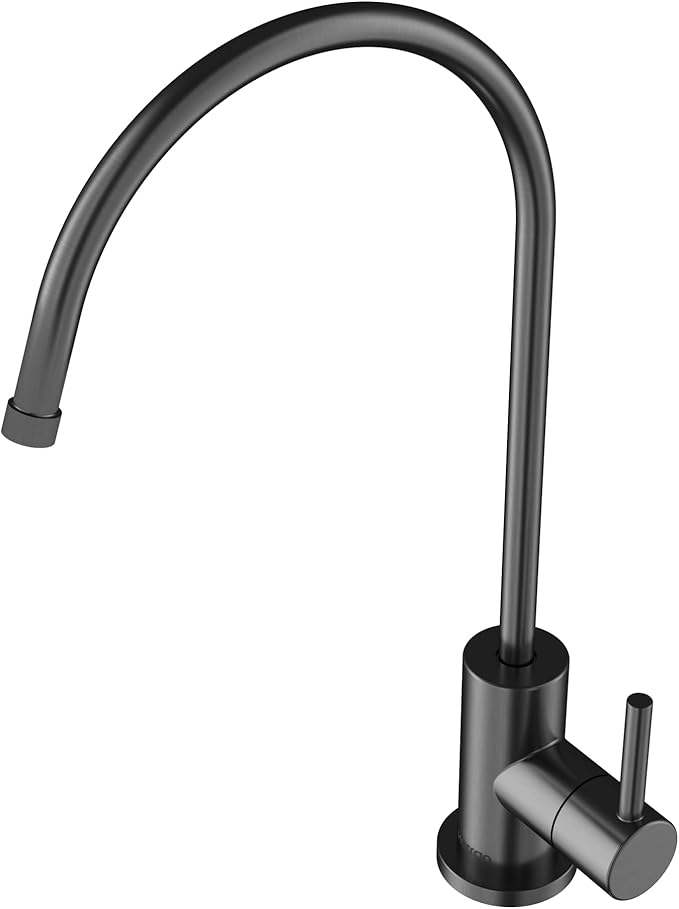 Karran Kestrel Single-Handle Filtered Water Faucet in Gunmetal Grey 100% Lead-Free Brass, RO/Filtration System Ready, 360° High-Arc Spout, Spot-Free Finish Beverage Faucet (Spot Free Gunmetal Grey)