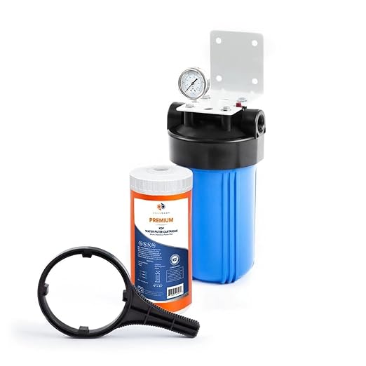 Aquaboon Whole House Water Filter System for Well Water with 5 Micron 10x4.5 KDF Heavy Metals Purification Cartrige | NSF Certified, Pressure Gauges & Releas, Wrench, Bracket 1" NPT