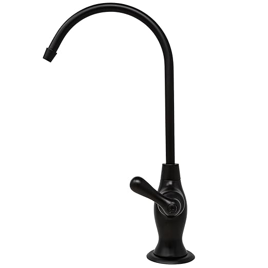 Metpure Airgap RO Faucet Reverse Osmosis Drinking Water Filtration System Water Dispenser Spout (Matte Black) with Pre-Inserted Tubing and Faucet Wrench. Vase Style. NSF Certified.