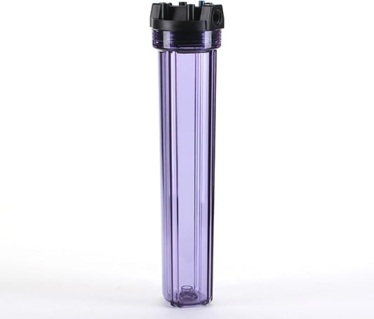 Hydronix HF5-20CLBK34PR Water Filter Housing 20" RO, Whole House, Hydroponics - 3/4" Ports, Clear Body w/PR