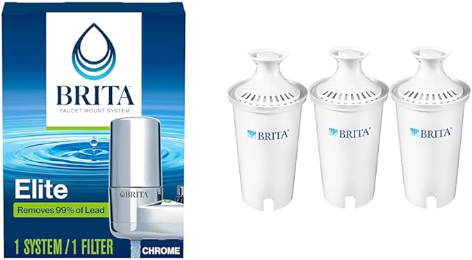 Brita Faucet Mount System, Water Faucet Filtration System with Filter Change Reminder & Standard Water Filter, BPA-Free, Replaces 1,800 Plastic Water Bottles a Year