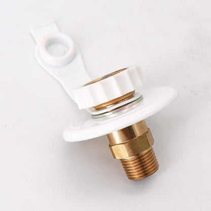 KIPA RV City water Fill inlet flange brass RV water hookup Connector FPT 1/2" Female thread 3" Flange white, With check valve backflow preventer in city water connection