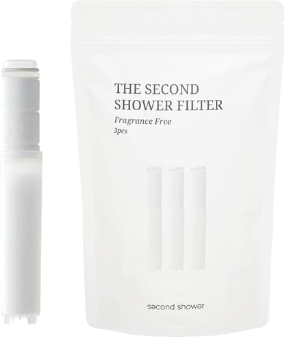 SecondShower Clinically Proven Filter for Skin Health, Removes 99% of Chlorine & Chloramine, NSF Certified Filtration for Hard Water, Eco Friendly Natural Vitamin C Shower Filter (3 Pack)