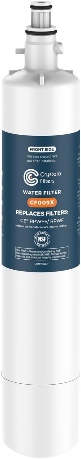 Crystala Filters Replacement for GE® RPWFE, RPWF (with CHIP) Refrigerator Water Filter, Compatible with WSG-4, WF277, GFE28GMKES, PFE28KBLTS, GYE22HMKES, DFE28JSKSS, GFE28GYNFS, GFD28GYNFS, 1 Pack | Compatible with GFE28GYNFS, GFE28GELDS, PFE28KELDS, P...