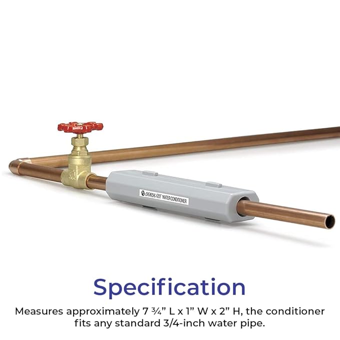 SAGEFINDS Chemical Free Water Conditioner | Reduces Limescale Buildup | Softens Hard Water | For Standard 3/4-Inch Pipes | Easy Install | Reduces Limescale, Softens Hard Water, Easy Install
