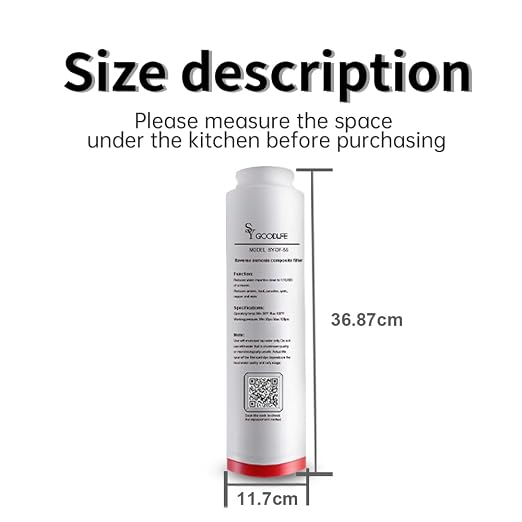 SY GOODLIFE DF-56 Replacement Filter, 6-Stage Reverse Osmosis Cartridge, Fit Tankless Under Sink RO System, 0.0001μm RO Membrane, 2:1 Pure to Drain, 12 Months Service Life
