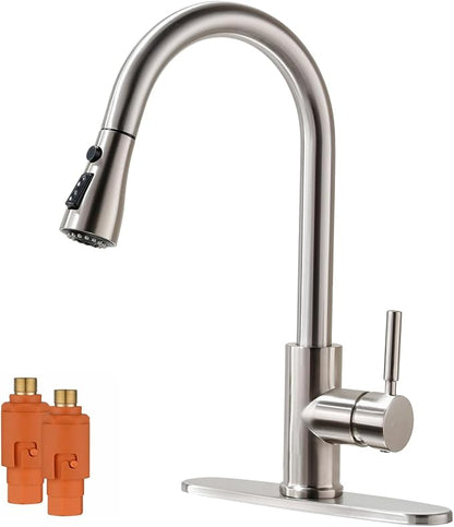 RULIA Kitchen Faucet, Pull-Down Sink Faucet with Free Water Filter, Brushed Nickel, PB1020