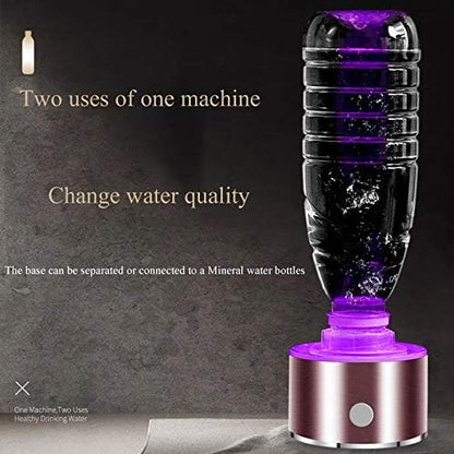 Gaone H2 Hydrogen Water Bottle Hydrogen Water Maker Electrolyzed Hydrogen Water Hot and Cold Water General Purpose Colorful Lights Effect Hydrogen Generator 450Ml,Silver