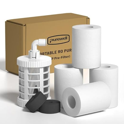 Purewell® K8680 Replacement Component PP Cotton Pre-Filter，3-Stage Portable Water Filtration,Survival Gear Purification for Drinking，Team Camping，Travel