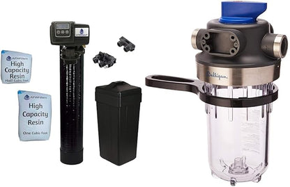 AFWFilters Built Fleck 48,000 Water Softener System with 5600sxt Digital metered Valve 1" Yoke & Culligan WH-HD200-C Whole House Heavy Duty 1" Inlet/Outlet Filtration System