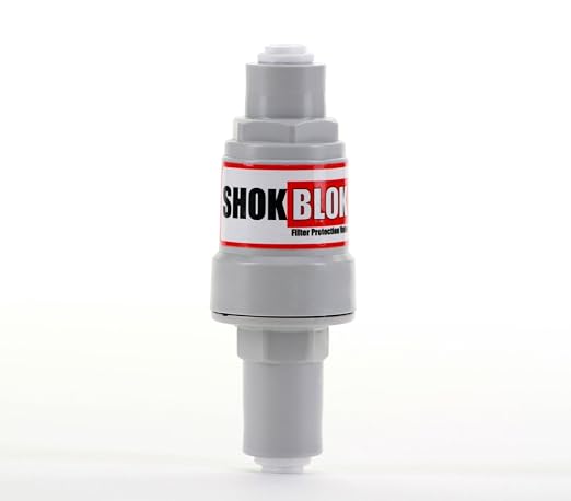 Shok Blok SB-FPV-125 Water Filter Pressure Regulator Protection Valve for RO & Filter Systems - 1/4" QC Ports, 125 PSI