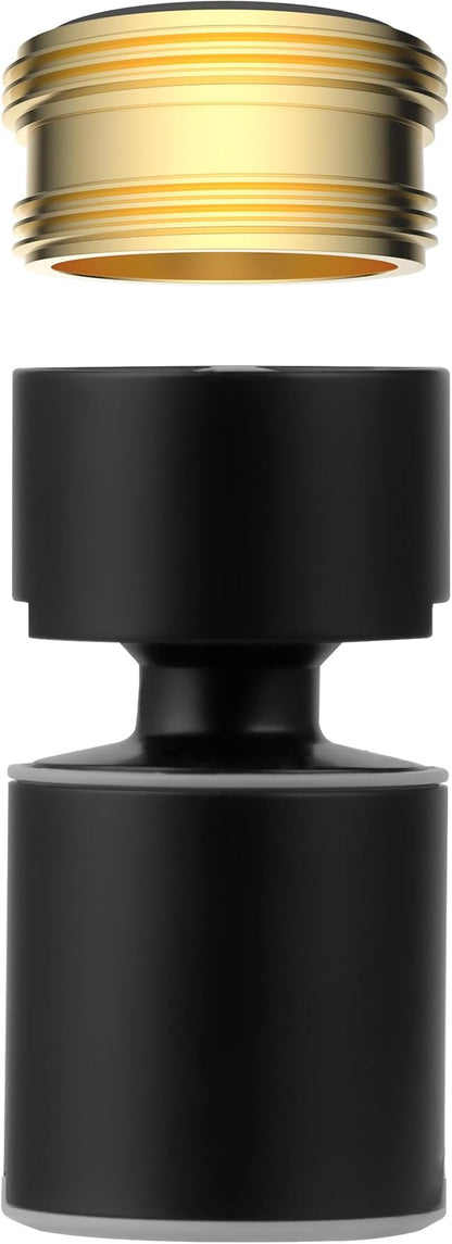 Hibbent NSF/ANSI/CAN 61 Certified Faucet Aerator, CUPC Certification 360° Swivel Kitchen Sink Aerator, 2-Flow Sink Sprayer Attachement, Faucet Replacement Part 55/64 Inch Female Thread - Matte Black