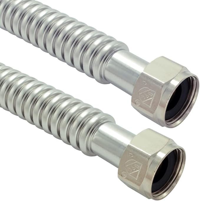 TT FLEX Stainless Steel Corrugated Water Heater Connector Flexible for Water Heater Softener, 1" FIP x 1" FIP, 0.92" ID x 24" Length (2 Pack)