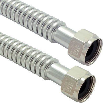 TT FLEX Stainless Steel Corrugated Water Heater Connector Flexible for Water Heater Softener, 1" FIP x 1" FIP, 0.92" ID x 24" Length (2 Pack)