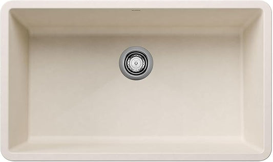 BLANCO 443084 PRECIS SILGRANIT Super Single Undermount Kitchen Sink 32" L X 19" W- Soft White