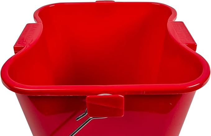 San Jamar Kleen-Pail Pro Sanitizer Pail Cleaning Bucket with Bail Handle for Cleaning, Kitchens, Restaurants, And Janitorial Use, Plastic, 6 Quarts, Red, (Pack of 12)