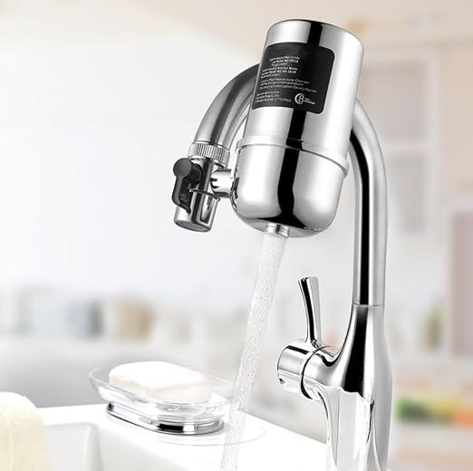 Faucet Mount Water Filter for Sink, Kitchen Water Purifier Filtration System, Reduces Chlorine, Lead, Fluoride Heavy Metals, Hard Water Softener