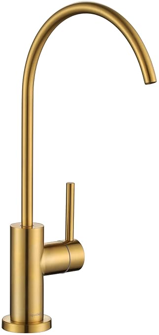 AguaStella AS09BG Brushed Gold Brightly Stainless Steel Kitchen Water Filter Faucet RO Faucet for Most Reverse Osmosis Units or Water Filtration System in Non-Air Gap