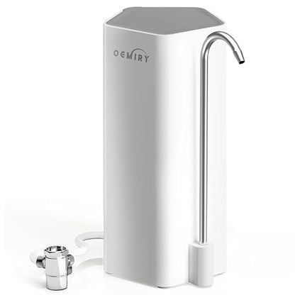 Countertop Water Filter, 8000 Gallons Alkaline Water Filtration System for Sink Faucet, Reduces 99.99% Chlorine, Heavy Metals, Bad Odor, OM-CF04 Included 1 Filter