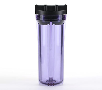 Hydronix HF3-10CLBK34, 10" Clear Housing with Black Rib Cap For RO & Filtration Systems, 3/4" Ports