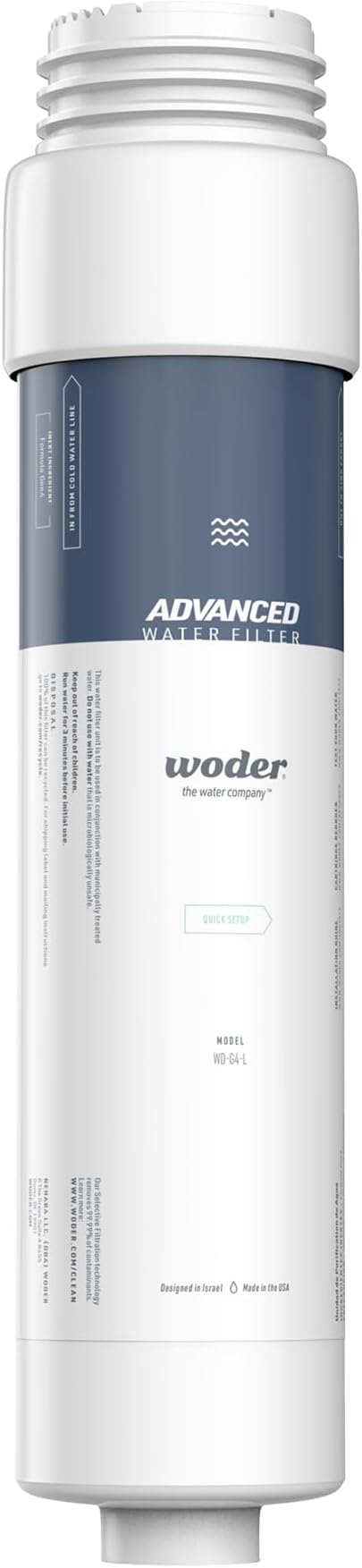 WD-G4-L Replacement Cartridge, Advanced Selective Filtration, US Made | Fits WD-G4-DC & JG, 2nd Stage in All Dual-Stage Systems, WQA Certified, Tool-Free Auto Shut-Off Swap, 1-Yr Rated Warranty