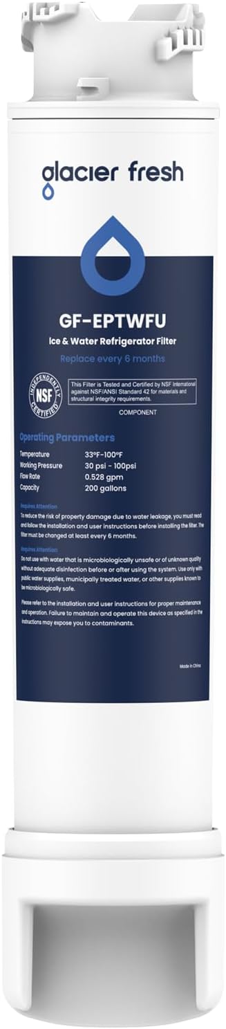 GLACIER FRESH GF-EPTWFU Water Filter, Compatible with EPTWFU01, 1 Pack | EWF02, Pure Source Ultra II, Pure Source Ultra 2, 012505454226, 4562222, 807946701