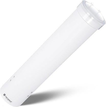 San Jamar Medium Pull-Type Cup Dispenser 4-10 Oz. Cups with Flip Cap for Restaurants, Dining Halls, and Fast Food Plastic, 16 Inches, White