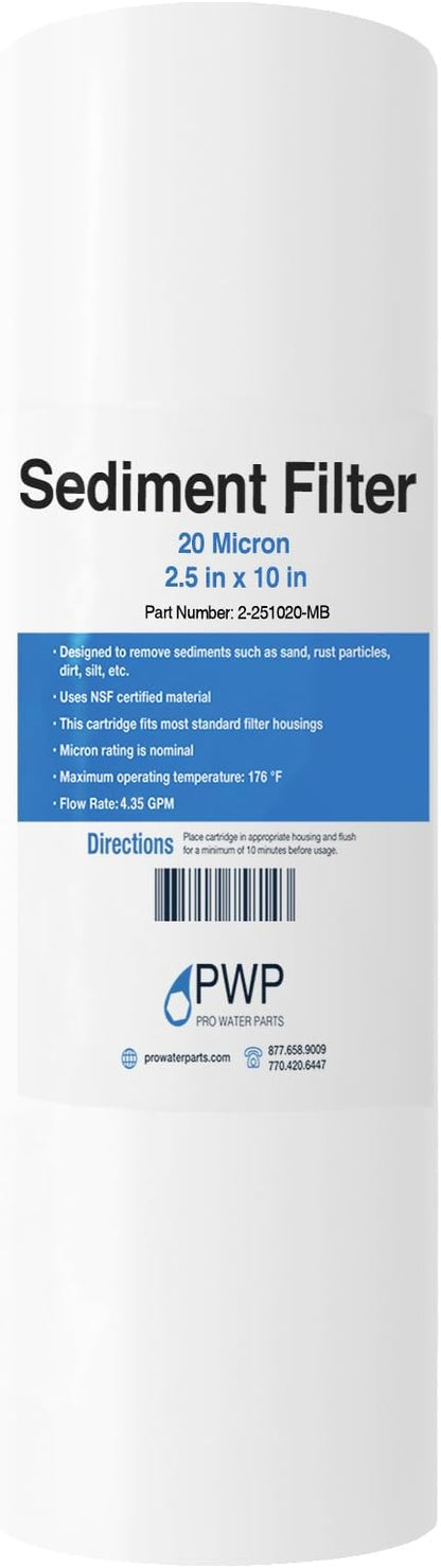 Sediment Water Filter Melt Blown Polypropylene10x2.5 Standard 10 Micron 25 Pack