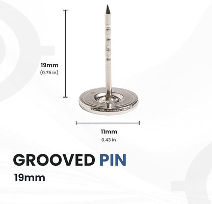 19MM Flathead GROOVED Pins for Retail Security Tags EAS Loss Prevention – 1000 Count – Checkpoint Security Compatible for Theft Prevention – for Apparel, Accessories, Others by BullsEye Protection