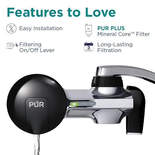 Plus Faucet Mount Water Filtration System, Horizontal (Matte Silver)
