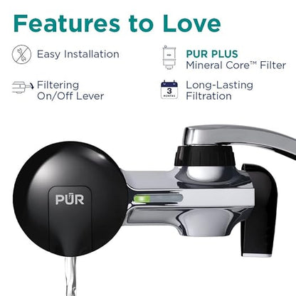 Plus Faucet Mount Water Filtration System, Horizontal (Matte Silver)