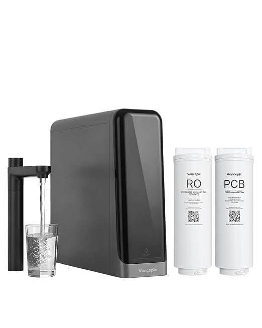 Vancepic QR600 Under Sink Osmosis Water Filter System, 600GPD RO Water Purifier with Faucet, Touch Control, 2:1 Pure to Drain Ratio, Fast Flow Rate 0.42 GPM for Kitchen, Includes Leak Detection