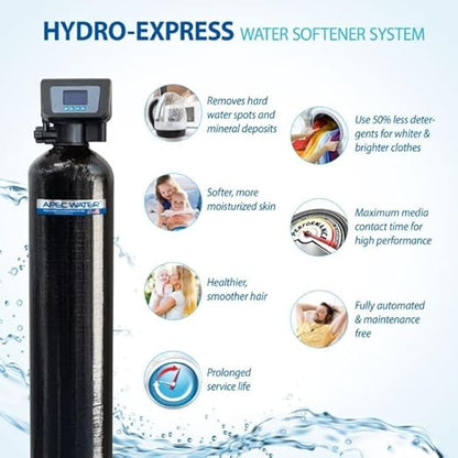 APEC SOFTENER-HE-30-FG Water Softener, Treats Whole House 1-3 bathrooms, 30K Grains, Luxurious Spa Quality Soft Water, Highly Efficient Digital Control Microprocessor