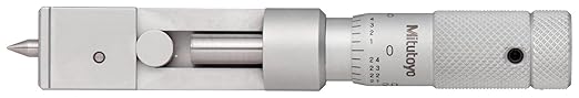 Mitutoyo 147-106 Can Seam Micrometer, 0-0.5" Range, 0.001" Graduation, ±0.00012" Accuracy, Ratchet Stop, Vernier Scale, Satin-Chrome Finish, Tool-Steel Construction, Seam Measurement for Aluminum Cans