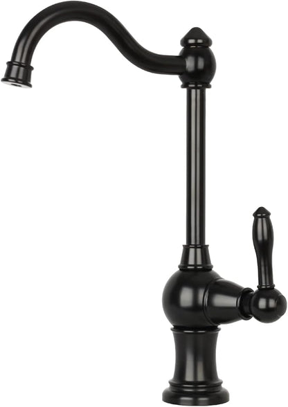Akicon Kitchen Water Filter Faucet, Brass Body 100% Lead-Free Drinking Water Faucet Fits Most Reverse Osmosis Units or Filtration System, Non-Air Gap, Cold Water Only(Matte Black)