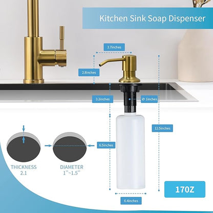 GIMILI Gold Kitchen Faucet with Soap Dispenser Single Hole Pull Down Sprayer LED Faucet, Suitable for Farmhouses, RV, Laundry Room, Outdoor, and Campers. Llave para fregadero de cocina