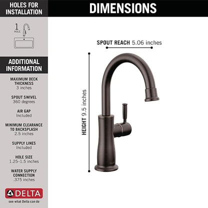 Delta Faucet Clarifi Under Sink Reverse Osmosis Water Filter System with Oil Rubbed Bronze Traditional Beverage Dispenser Faucet