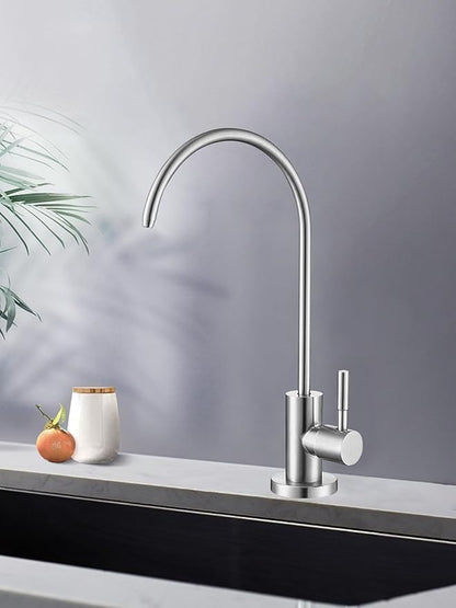 Drinking Water Faucet,Easy to Install Sink Water Filter Faucet,Lead-Free Reverse Osmosis Faucets for Kitchen Bar Sink,Brushed Nickel SUS304 Stainless Steel(Large)