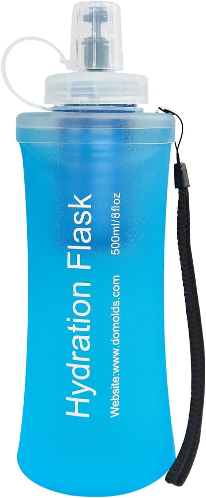 GUYI 500ml Collapsible Water Filter Bottle, Removes Impurities, BPA Free, Ultralight for Hiking, Camping, Cycling & Travel-Blue