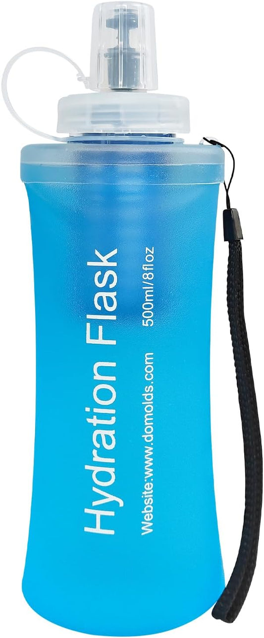 GUYI 500ml Collapsible Water Filter Bottle, Removes Impurities, BPA Free, Ultralight for Hiking, Camping, Cycling & Travel-Blue