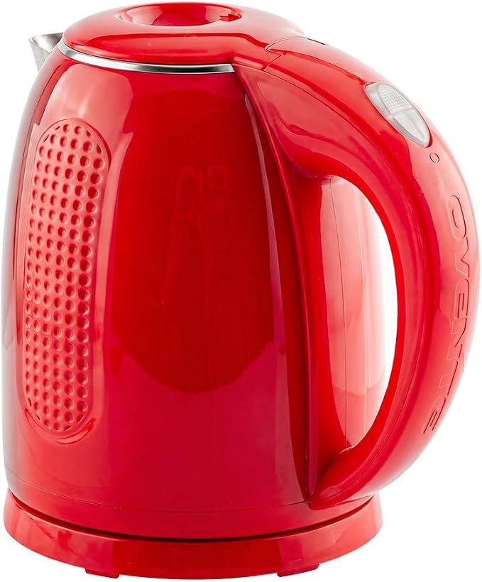 OVENTE 1.7L Double Wall Electric Tea Kettle, 1100W Water Boiler and Heater with Cool-Touch Exterior, Stainless Steel Insulated Interior, Auto Shut-Off, Boil-Dry Protection & Locking Lid, Red KD64R