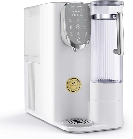 APEC Water Countertop Reverse Osmosis Water Filter, Chills Purified Water 40°F, 6 Stage w/UV RO Filtration System, Removable Pitcher, Removes 1K+ Impurities NSF 372 & 58, Quick Dispense