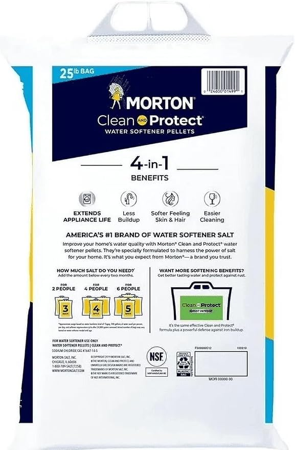 Morton Salt Water Softener Pellets, Clean & Protect, 19 Lb